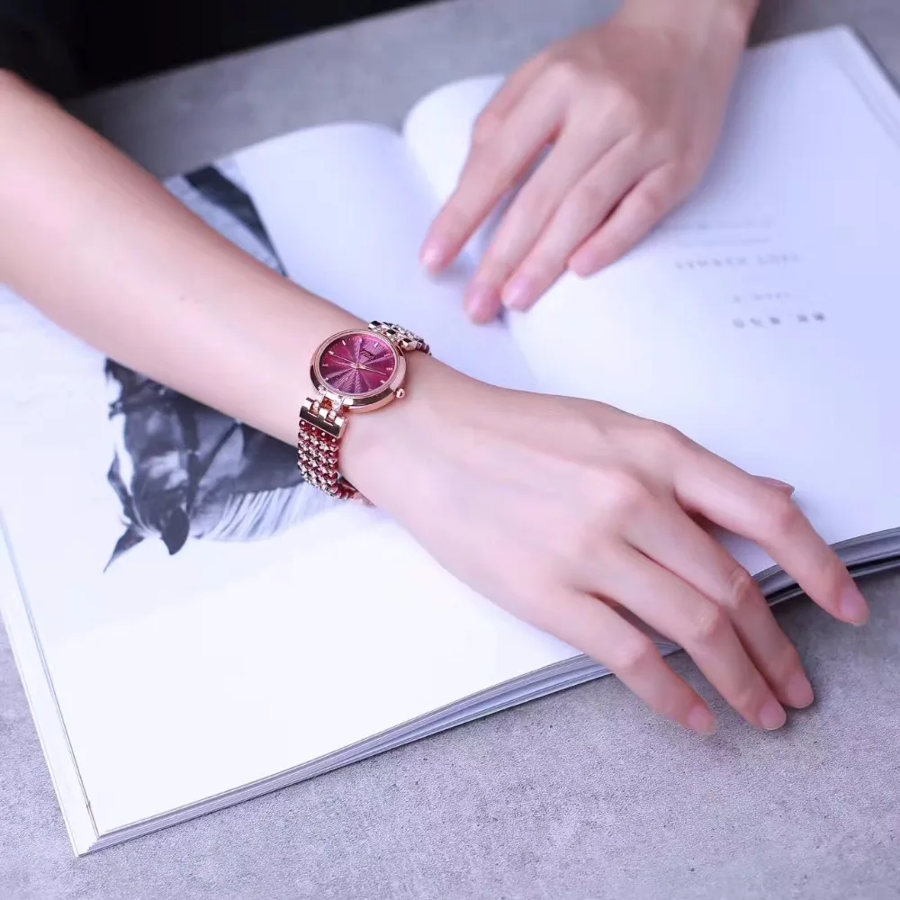 Браслет из натурального граната и 33 мм часы сделай сам для женщин