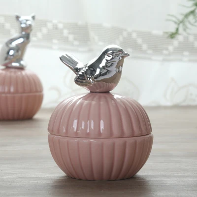 bird Модные Керамические коробка конфет Свадебные принадлежности зверек с позолотой шкатулка отличный свадебный - Цвет: bird