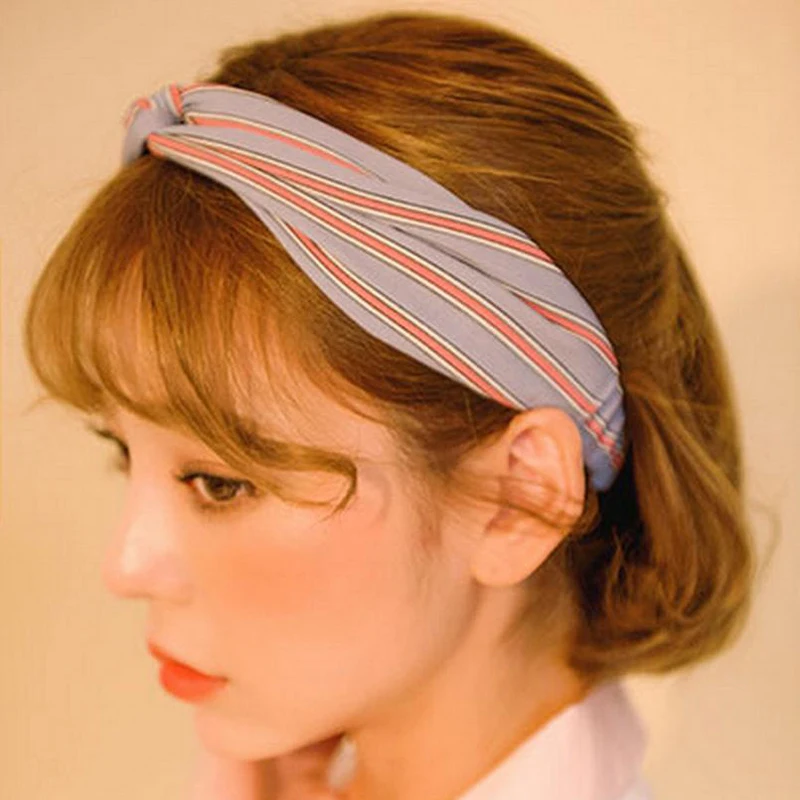 Корейский полосатый перекрестный ободок для волос LOEEL темпераментная модная
