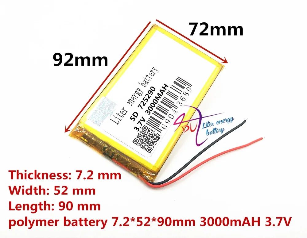 725290 3.7V 3000mah 705090 Lithium polymer Battery with protection board For PDA Tablet PC Digital Product Free Shipping | Электроника