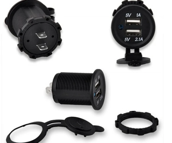 

10pcs Micro Auto Motorcycle Dual USB Car Charger Power Adapter Socket Outlet waterproof Mobile Phone Charger Truck for ATV Boat