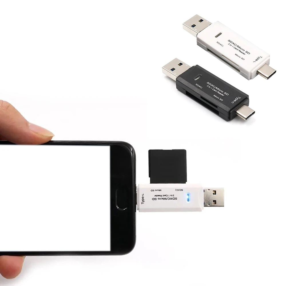 Адаптер для чтения карт памяти 3 в 1 USB Type C Micro SD OTG Разъем Macbook HUWEI Samsung телефонов