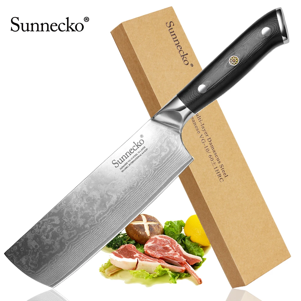 SUNNECKO " Кливер нож японский VG10 стальные лезвия кухонные ножи бритва острый режущий G10 Ручка для шеф-повара инструменты для приготовления пищи