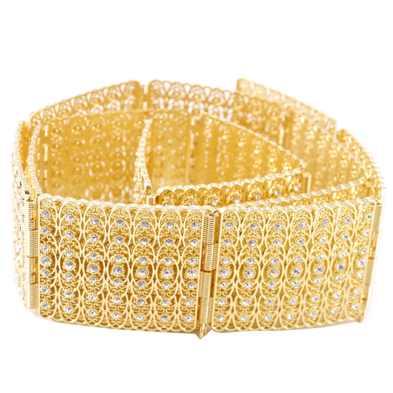 Full diamond Moroccan style belt for the bride's sumptuous gold jewelry waist chain for the Arabian women's gown wedding belt