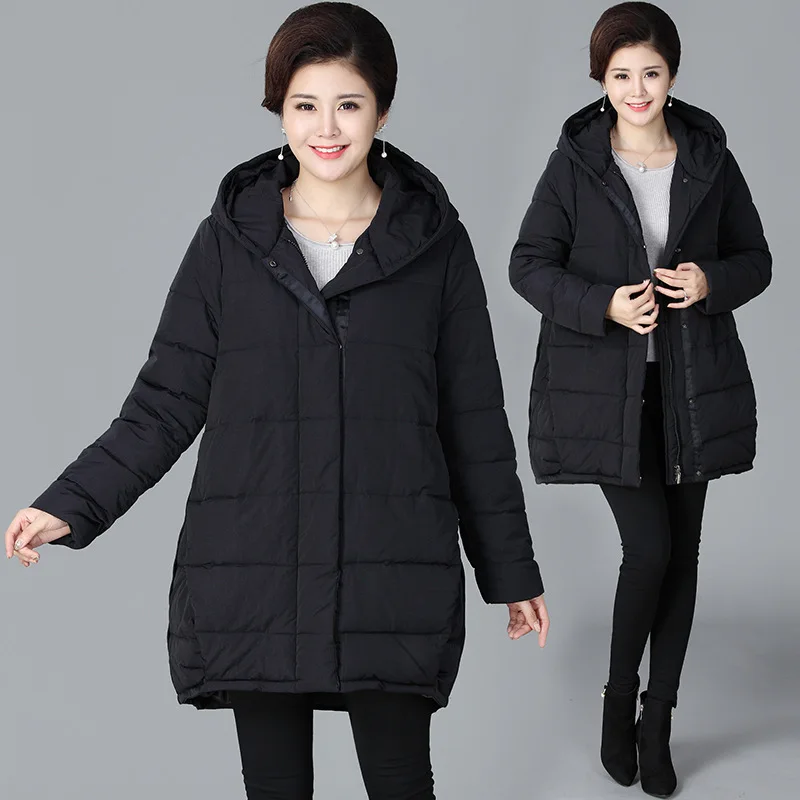

Autumn Winter Jacket Women Coat 2018 Loose Cotton Middle-aged Women Winter Coat Parka Warm Casual Plus Size 5XL Overcoat For Mom