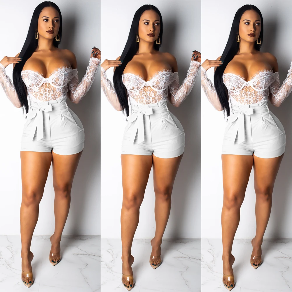 Модные женские шорты однотонные летние облегающие свободные пляжные с поясом