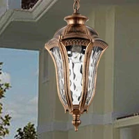 american vintage bronze aluminum e27 led bulb waterproof outdoor pendant light fixture european retro garden glass pendant lamp