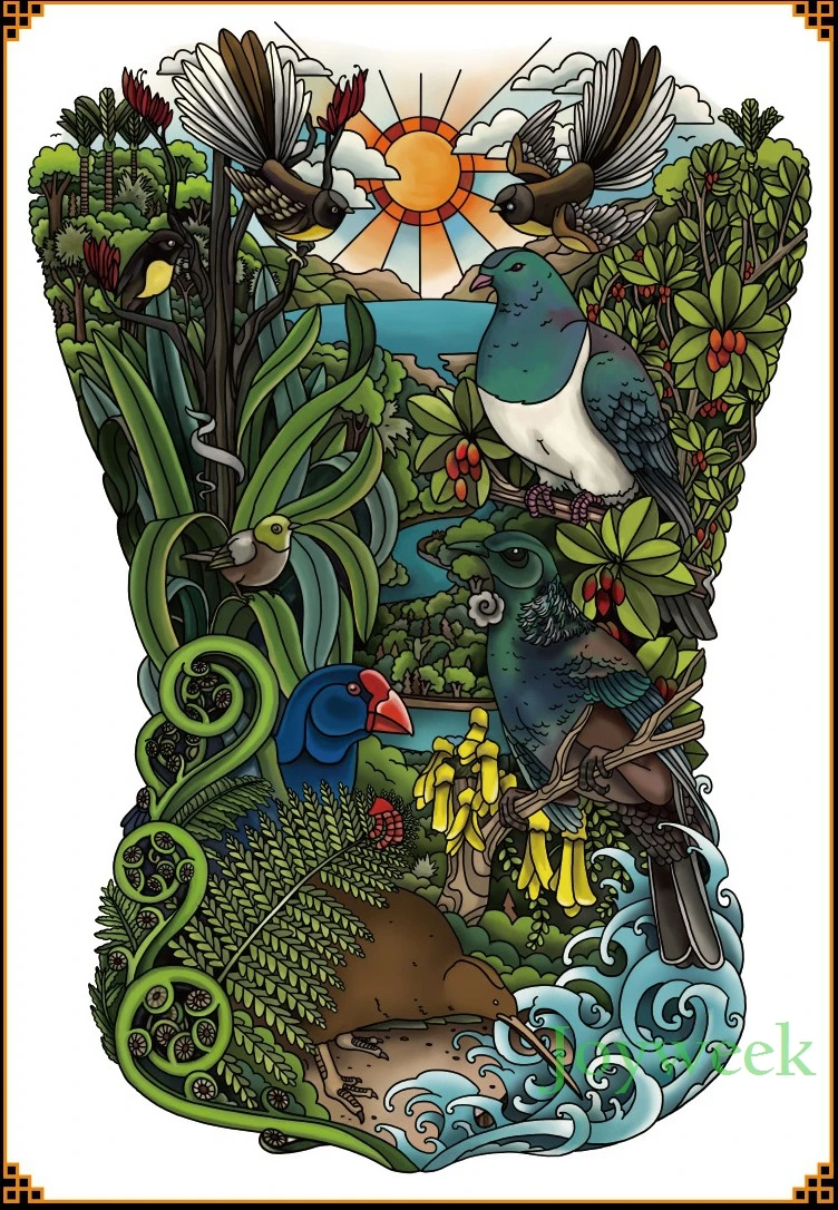 Водостойкая Временная тату-наклейка птичий мир лес большая наклейка-тату на всю