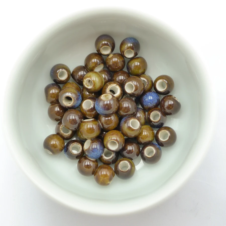 

7# 100pcs Jingdezhen Ceramic Beads Ceramics Porcelain Bead For Jewelry Making 6~7mm Beads #A508B