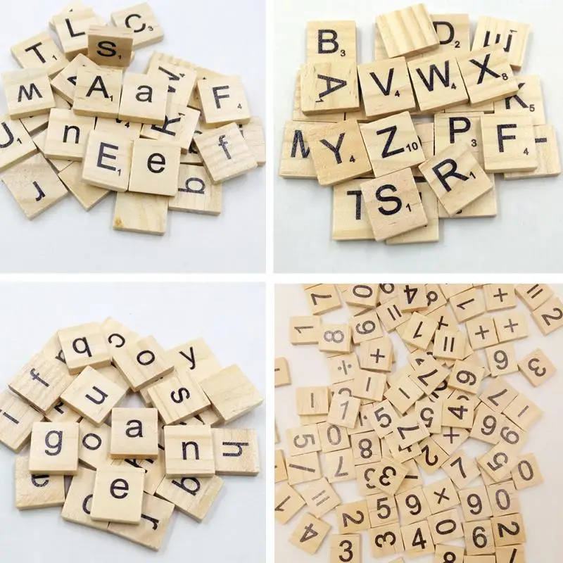 100 шт. алфавитная плитка полный деревянный номер скрапбукинг ручной работы слово имя Tage письмо набор Scrabble домашний декор