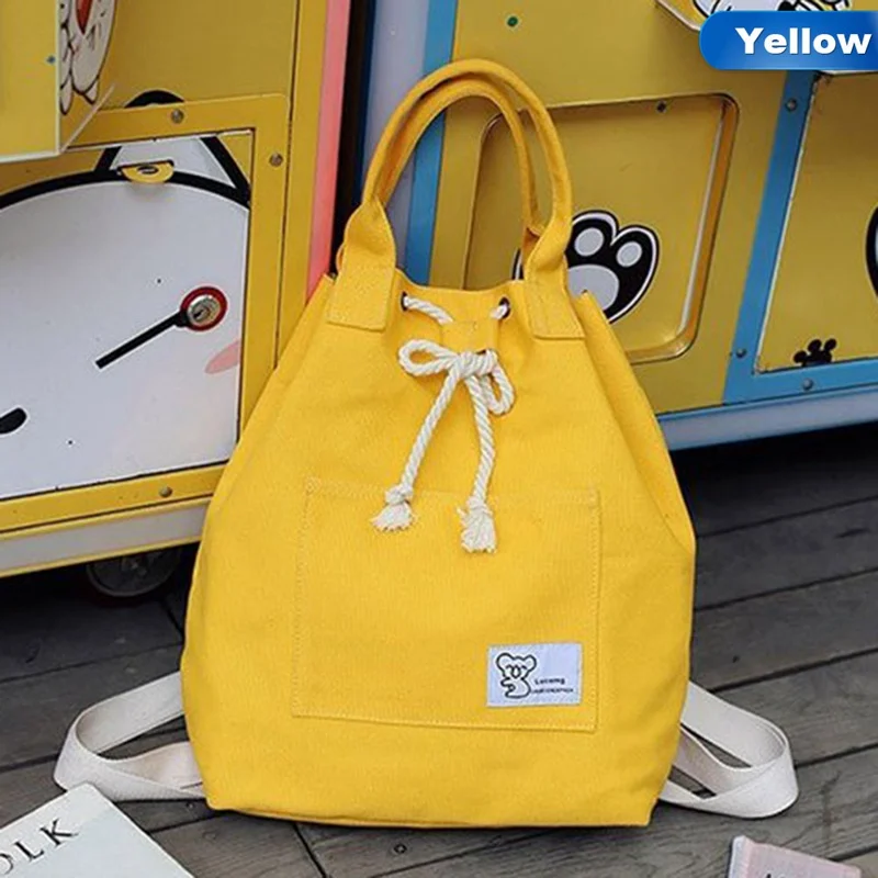 Yellow Холщовые рюкзаки женские дорожные рюкзаки Mochila школьная сумка через плечо Sac A Femme - Цвет: Yellow
