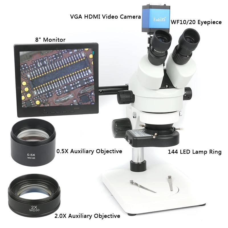 

13MP 3.5-90X 8 Inch Soldering Trinocular Stereo Microscope Stand Lens HDMI VGA Digital Camera For Repair Mobile Phone Tools