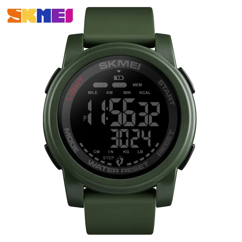 Army Green Black SKMEI мужские часы цифровые часы мужские наручные часы Шагомер калорий водонепроницаемые спортивные часы для мужчин Relogio Masculino - Цвет: Army Green Black