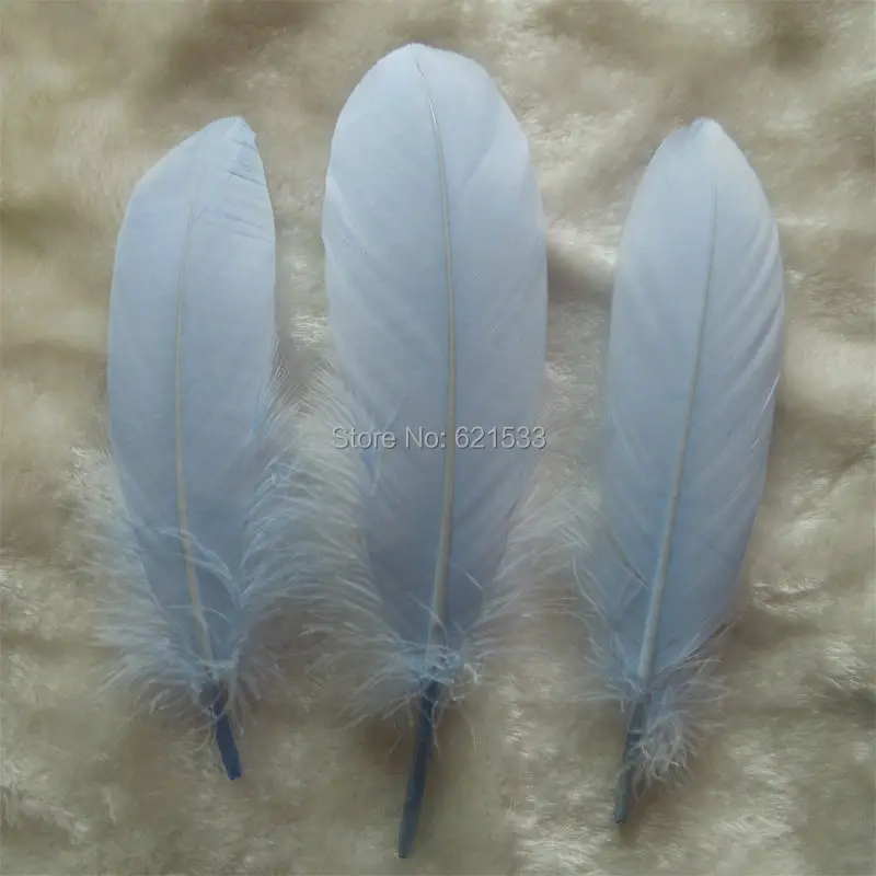 

Plume!Goose Feathers,200pcs/lot Light Blue Goose Satinettes Feathers, Beautiful Loose Goose feathers,15-20cm