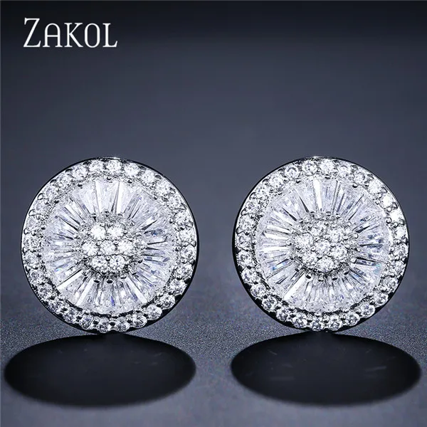 White ZAKOL изысканные очаровательные серьги-гвоздики с кубическим цирконием в форме зонта для женщин, ювелирный подарок FSEP232 - Окраска металла: White