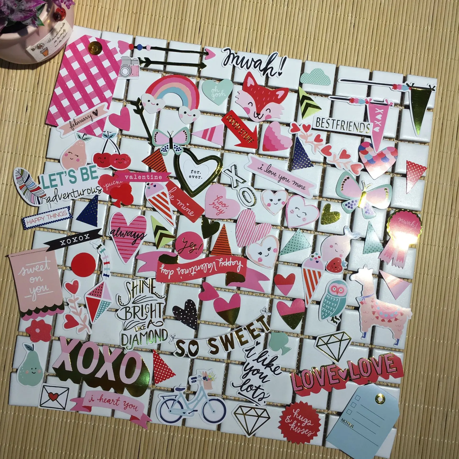 70 шт лиса Xoxo бабочка перо фольга золото высечки бумажные наклейки для DIY