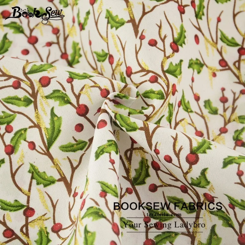 Booksew Лен Ткань Новогодние товары Стиль цветочный Дизайн Вышивание метр ткани для