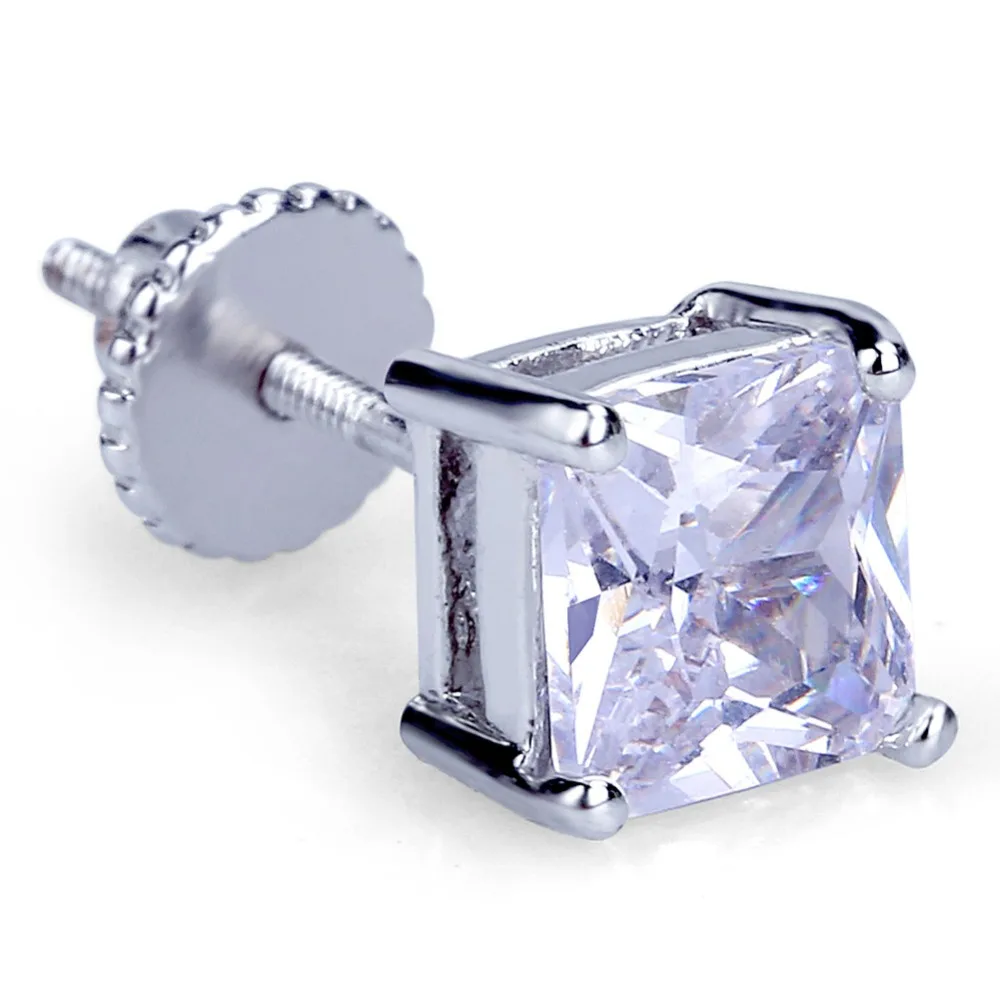 TOPGRILLZ золото/серебро цвет покрытием Iced Out Micro Pave 6 Серебрянное ожерелье с подвеской лаборатория D серьги с закручивающаяся задняя часть хип хоп ювелирные изделия