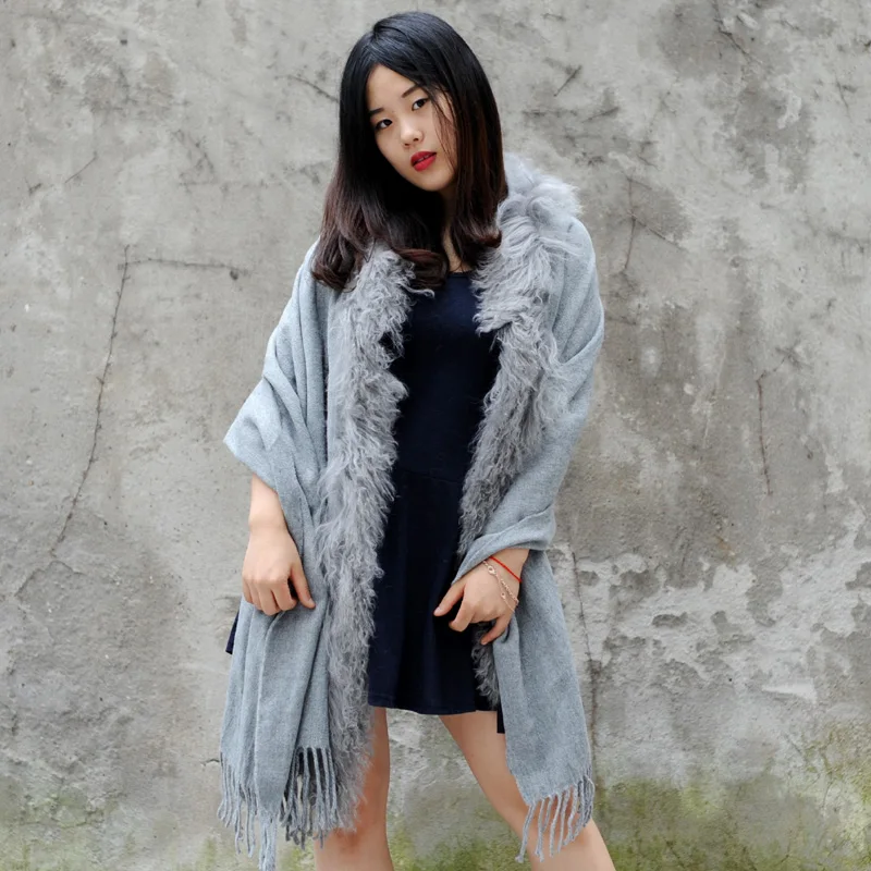 Стандартные шали из монгольского овечьего меха кашемировые меховые Прямая