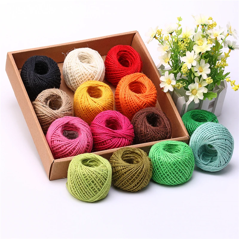 6 rolls 50 meters/roll natural jute twine cord DIY decorative handmade accessory hemp rope for crafting packing home decorate |