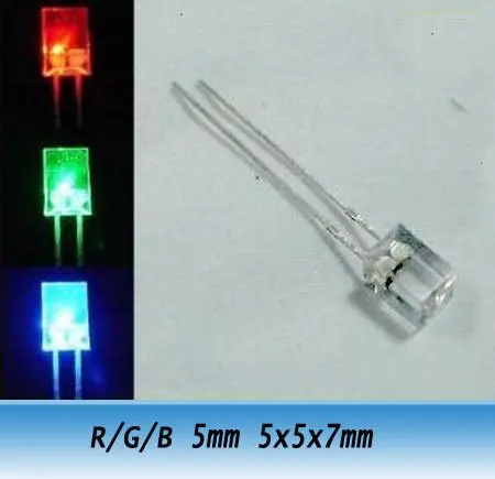 

250 шт./лот R/G/B 5 мм 5x5x7 мм быстрая вспышка светодиодные Бесплатные резисторы бесплатная доставка