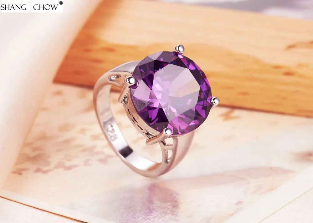 Кольцо из серебра 925 пробы ювелирные изделия с круглым фиолетовым кварцем Hugh