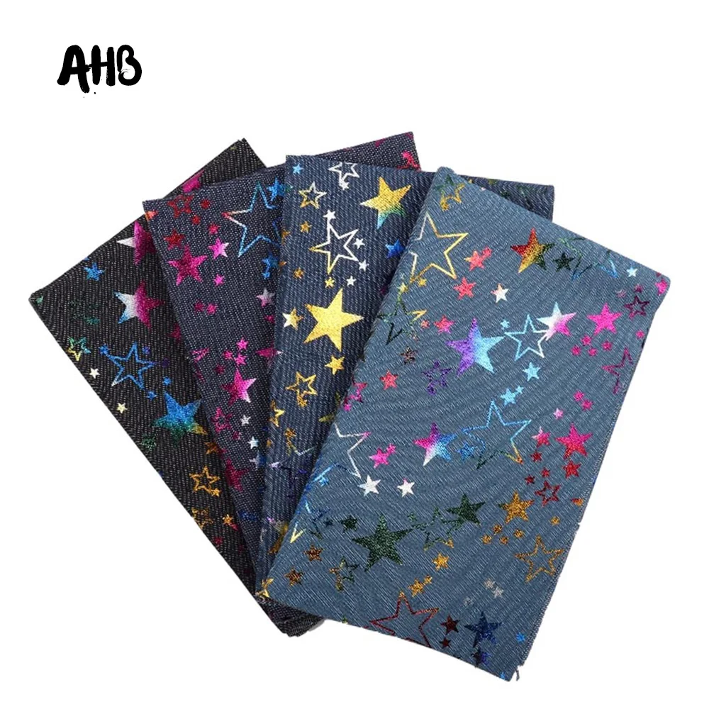 Мягкая джинсовая ткань AHB 40*50 см цветная из фольги со звездами стеганое одеяло