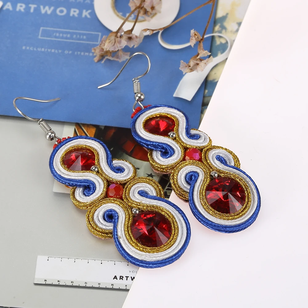 Этнические плетеные висячие серьги ручной работы Индивидуальные ювелирные