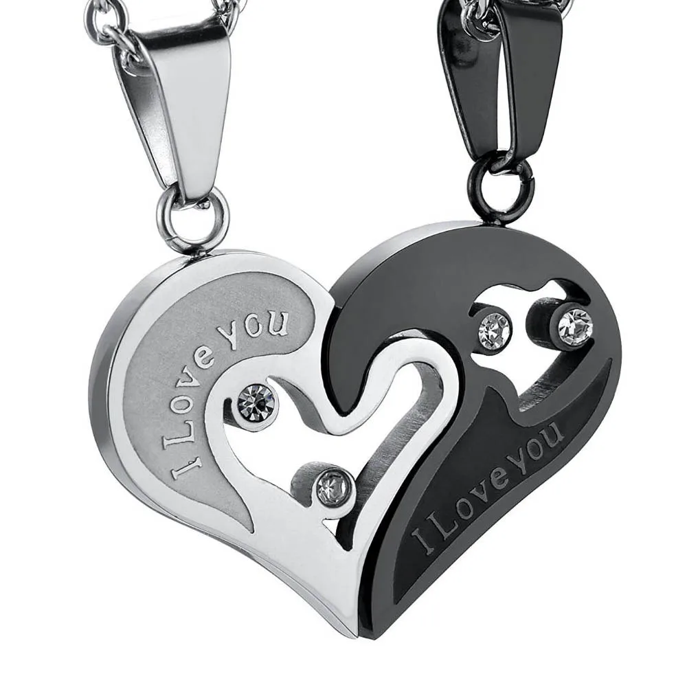 

Fashion Unisex Stainless Steel Mens Womens Couple Necklace Pendant Love Heart Set Valentine's Day Gift Dropship
