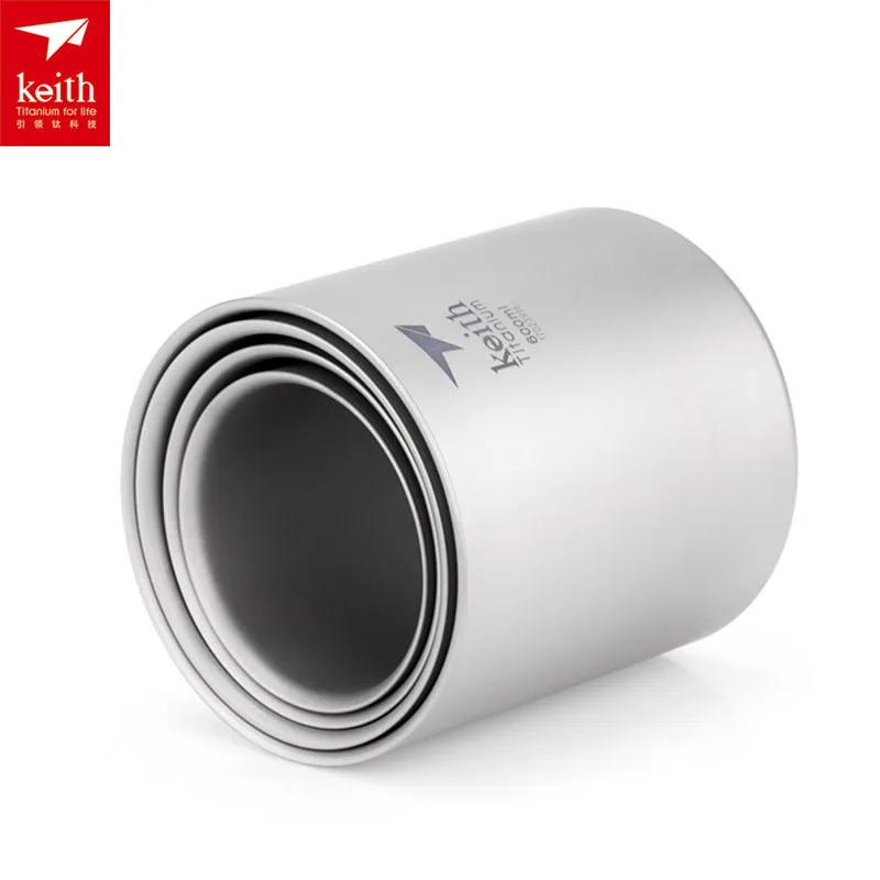

Keith 4 pcs/set Titanium Double Walled Cups Set Outdoor Camping Insulated Water Mug Stackable Cups Set Ti3501