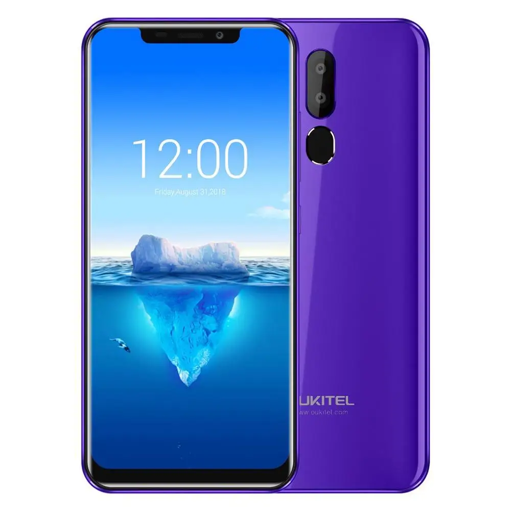 Oukitel C12 Pro 4G смартфон Android 8,1 2 Гб Оперативная память 16 Гб Встроенная память 6,1", ВЫСОКАЯ ЧЁТКОСТЬ, MT6739 4 ядра 8MP 3300 мАч Face ID GPS OTA мобильного телефона - Цвет: Фиолетовый