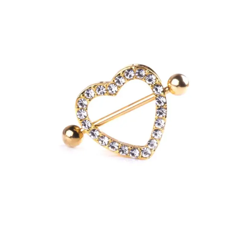 Пирсинг для сосков двухслойный пикантное женское в форме сердца со стразами