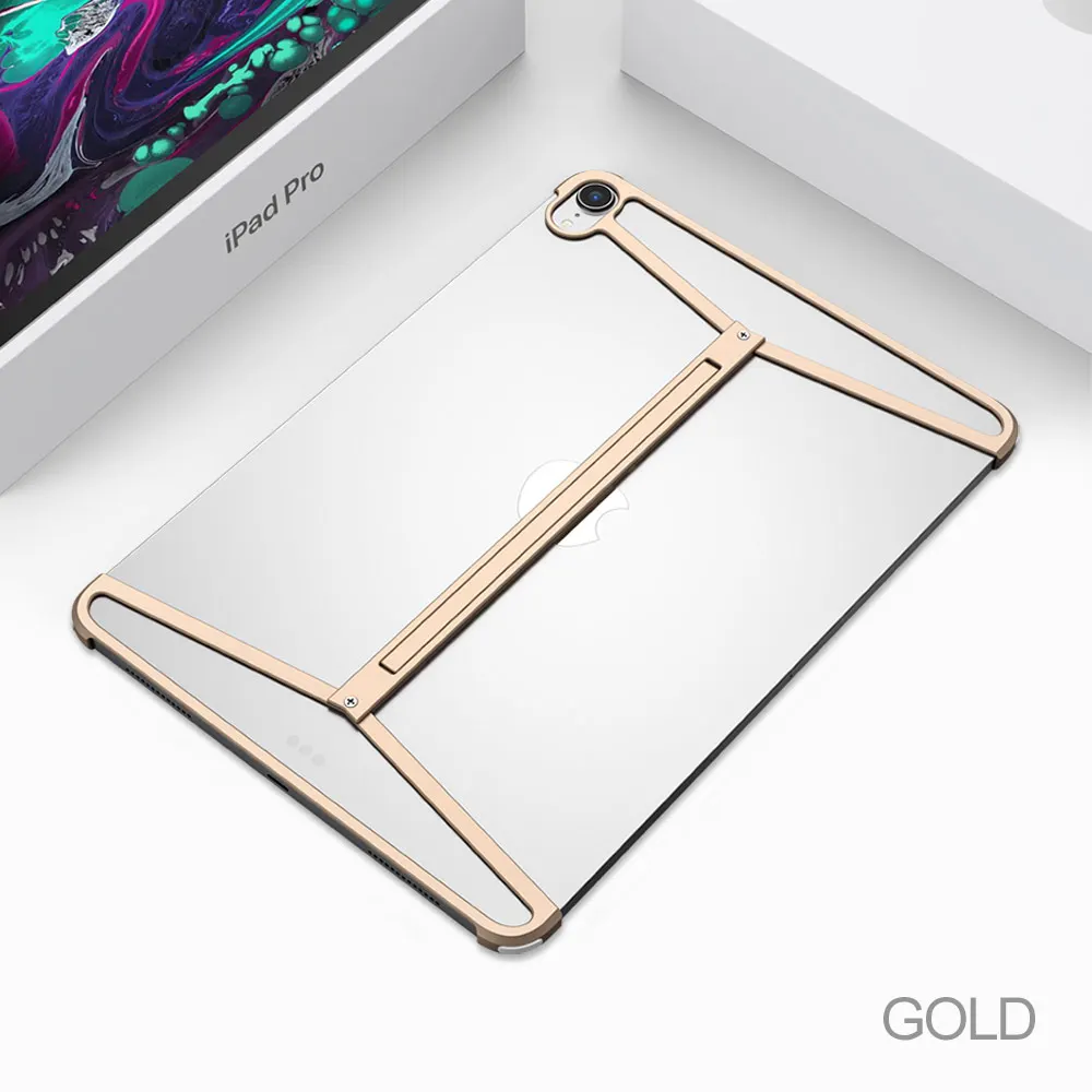 Для IPAD pro металлический чехол для подушки безопасности индивидуальный простой защитный чехол для IPAD 9,7 дюймов с кронштейном металлический корпус - Цвет: gold