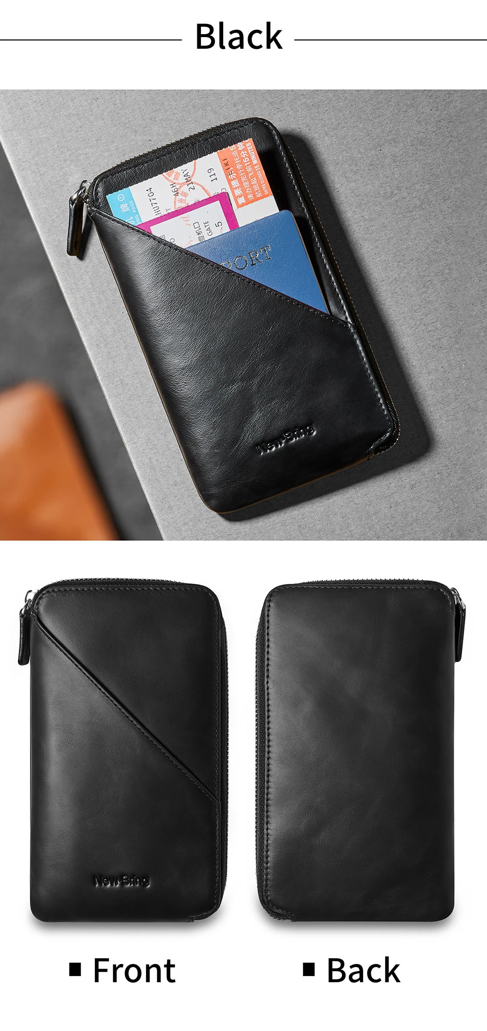 NewBring кошелек из натуральной кожи Длинный кошелек портмоне держатель для карт клатч кошелек большой емкости карман для телефона Обложка для паспорта