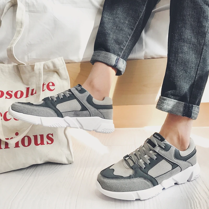 Модная мужская повседневная обувь парусиновая в стиле пэчворк дышащий