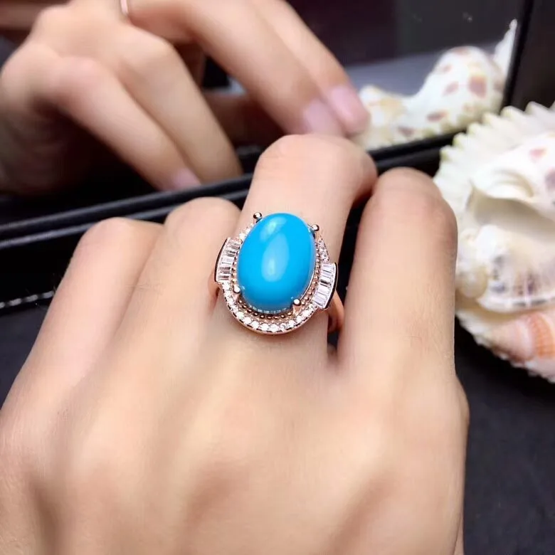 Rose gold ring [MeiBaPJ чистый естественный бирюзовый камень модный набор украшений для женщин настоящий 925 пробы серебряный шарм вечерние ювелирные изделия - Цвет камня: Rose gold ring