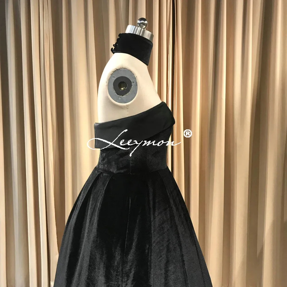 Leeymon На Заказ Длинный Черный Бархат Вечернее Платье 2019 Без Бретелек Выпускного