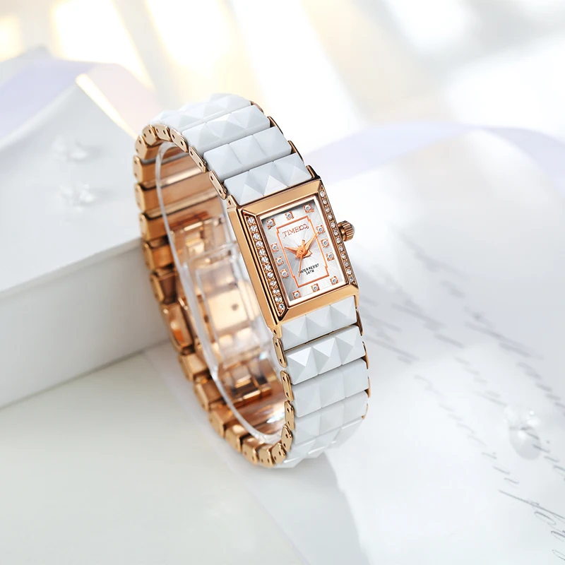 TIME100 Роскошные женские часы Керамические кварцевые Diamond Dial дамы Повседневное