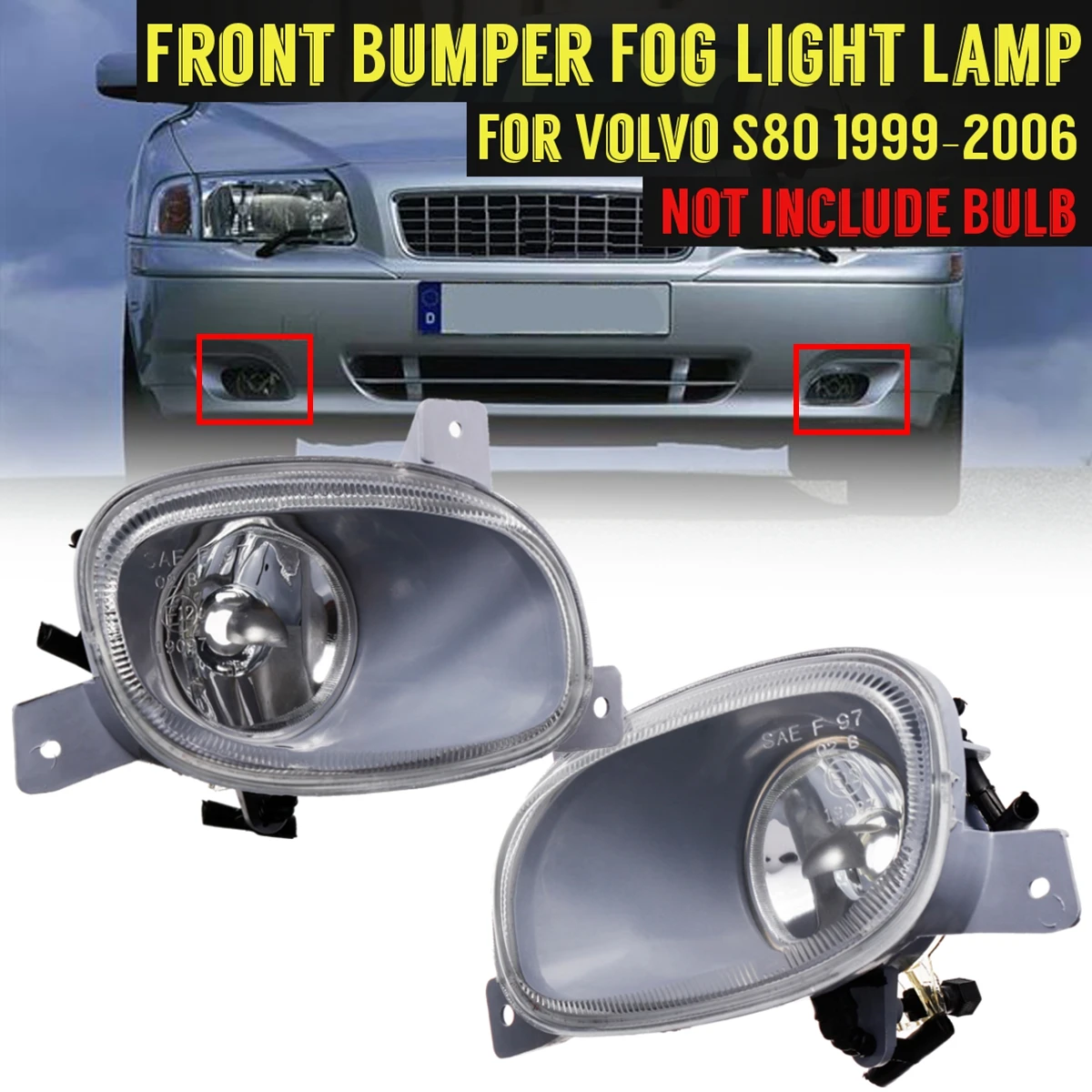 Для Volvo S80 1999 2000 2001 2002 2003 2004 2005 2006 8620224 8620225 1 пара переднего бампера Туман светильник без лампы