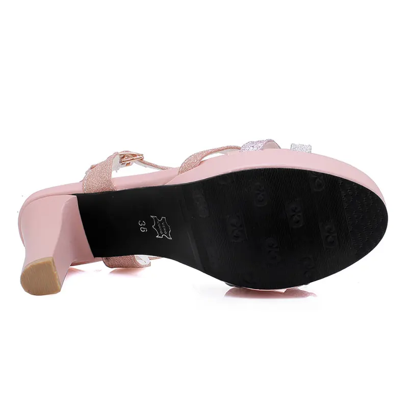 

fanyuan Summer Shoes Woman Sandals Bling T-Strap Ladies Platform Shoes Mixed Colors Buckle Strap Party Wedding Shoes Size 34-43