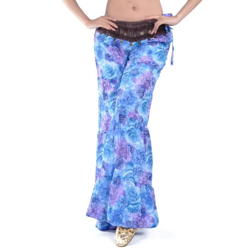 Брюки для танца живота Ruoru с цветочным принтом танцевальный костюм тренировок