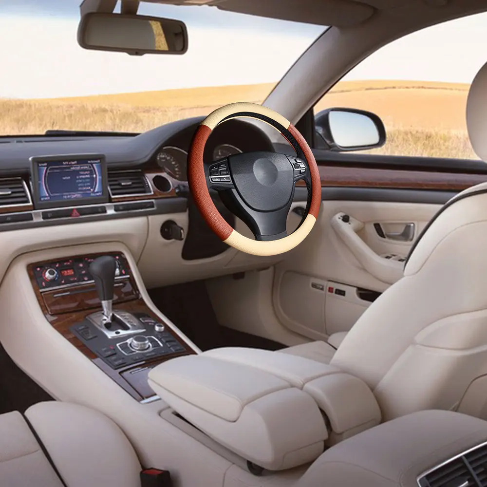 GLCC плетеный кожаный руль из натуральной кожи Мягкий Нескользящий дышащий черный