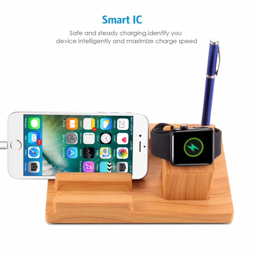 SZYSGSD зарядная станция для Apple Watch 4 3 док зарядное устройство подставка iPhone 7 8 X iPad