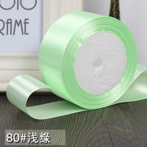Light green 25 ярдов/рулон 6 мм, 10 мм, 15 мм, 20 мм, 25 мм, 40 мм, 50 мм, шелковые атласные ленты для рукоделия, швейная лента ручной работы, материалы для рукоделия, подарочная упаковка - Цвет: Light green