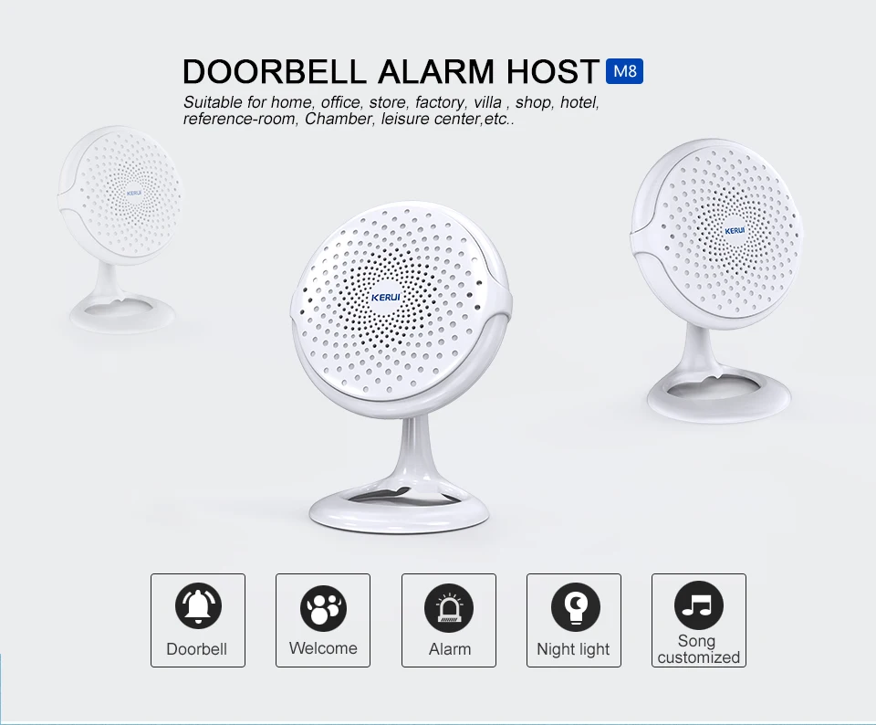 2017 Новый KERUI M8 высокого качества ночь цвет светло дверной звонок сигнализации для