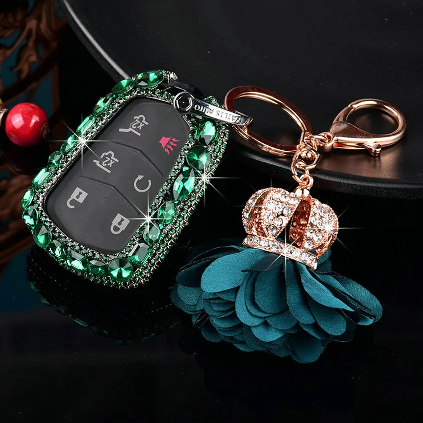 

Female Crystal Diamond Jewelry Decorated Car Key Case Cover For Cadillac Escalade CTS XTS ATS ATS-L XLS SRX ESV 6BT CT6 XT5 BLS