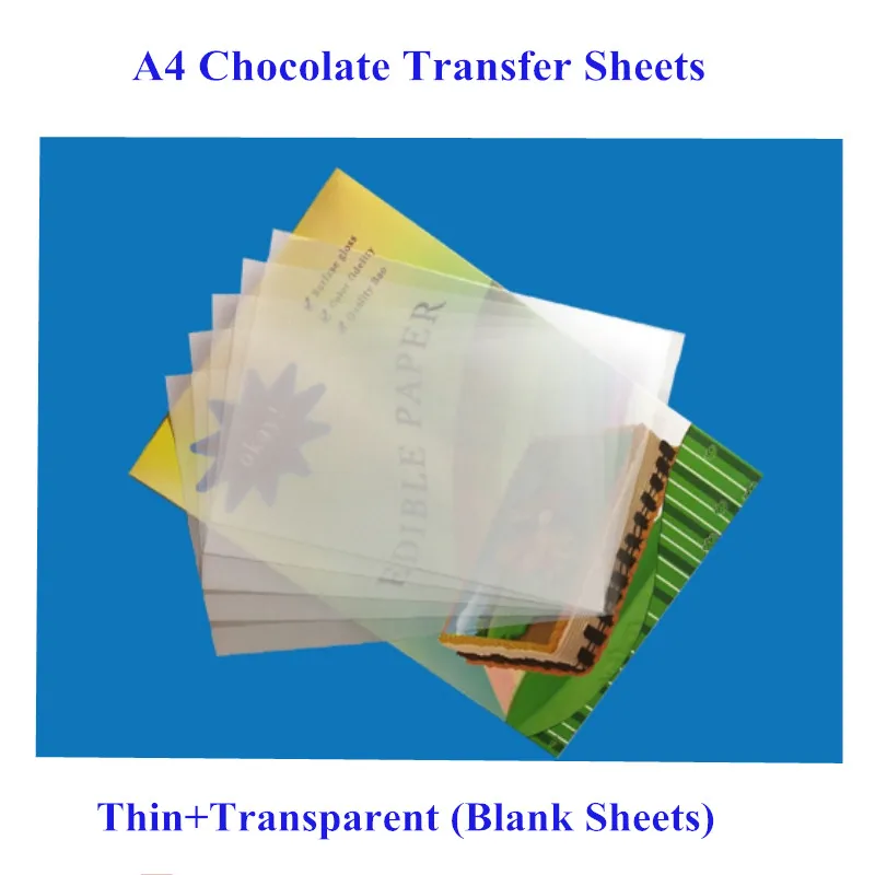 50sheets/bag A4 Size Chocolate Transfer Sheet Thin Blank Transparent Edible Glutinous Rice Paper For Cake Edible Ink Printing