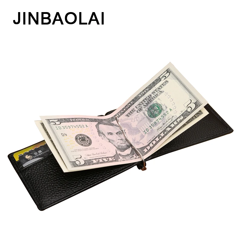 

JINBAOLAI Casual Men Wallets Genuine Leather Short Purses Soft Solid Male Wallet Thin Money Clips Cow Leather Clutch Wallet