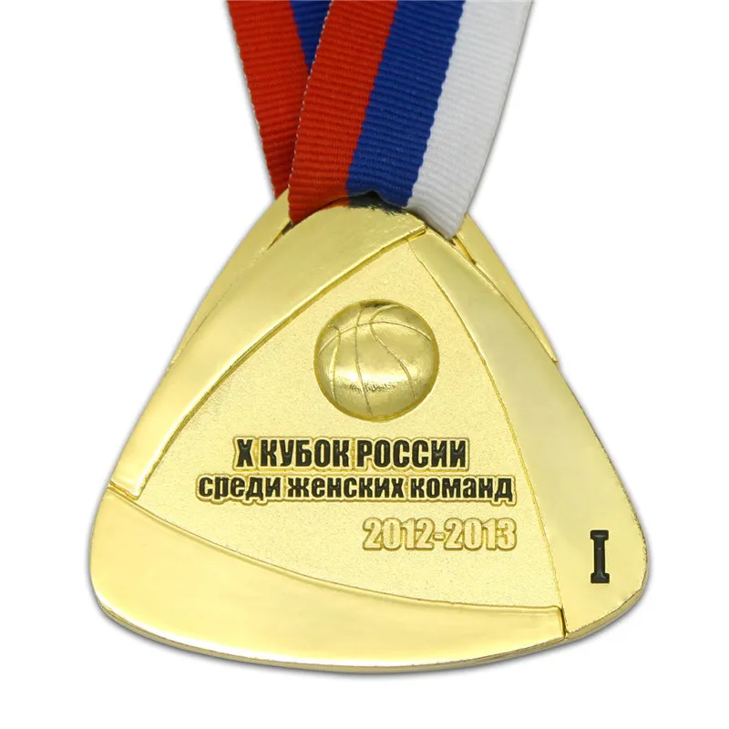 

Russian Sports Medal cheap metal 3D LOGO gold medals hot sales custom made football game medal with Russian flag ribbon