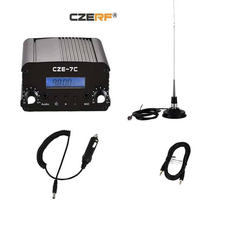 CZE-7C 7 Вт беспроводной fm трансмиттер с автомобильной антенной для радиостанции |